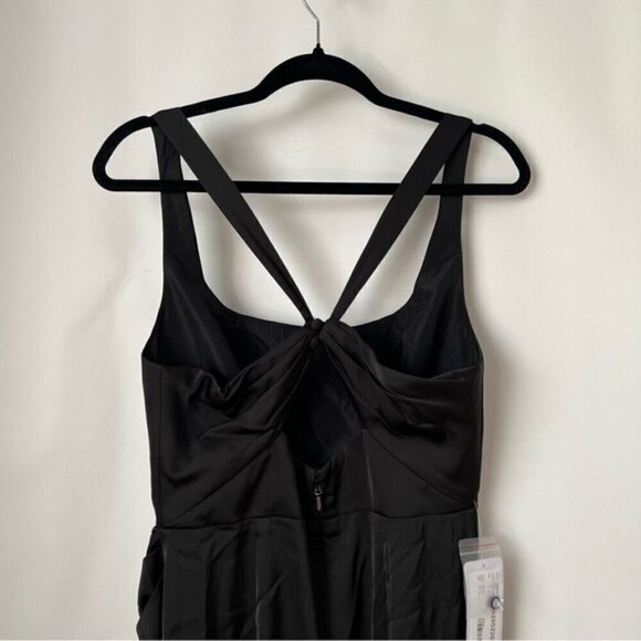 Azazie - Mero Black Sheath Pleated Metallic Satin Dress -Black. Size:A10. (1613) - Picture 10 of 16